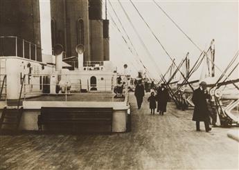 (TITANIC DISASTER) A trio of photographs relating to the Atlantic tragedy, showing the RMS Titanic dry-docked, her Second Class Promena